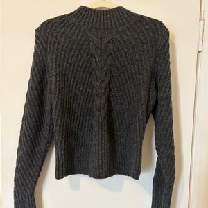 Ophelia Roe Charcoal Gray Cable Knit High Neck Women's Sweater Size S-M